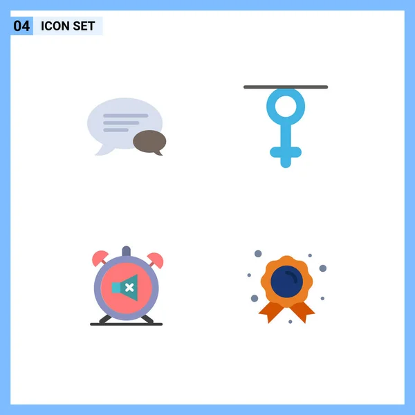 Modern Set Flat Icons Pictograph Chat Clock Chatting Queen Editable — Stock Vector