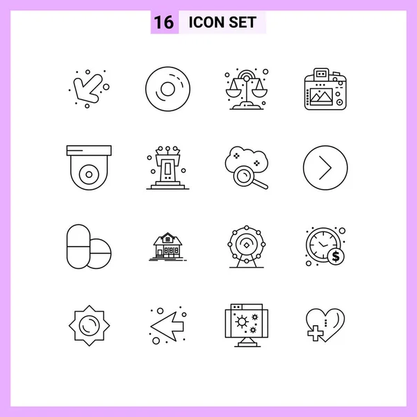 Creative Icons Modern Signs Sysymbols Security Camera Chemical Hobby Image — Vector de stock