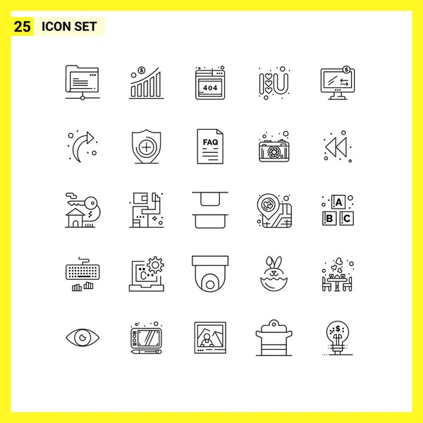 Stock Vector Icon Pack Line Signs Symbols Ecommerce Online Browser — Stock Vector