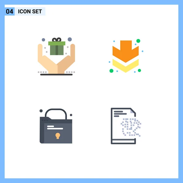 Mobile Interface Flat Icon Set Pictograms Gift File Arrow Folder — Vector de stock