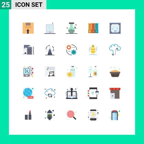 Interface Usuário Flat Color Pack Modern Signs Symbols Card Documents — Vetor de Stock