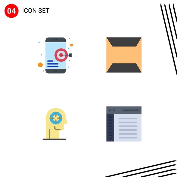Pictogram Set Simple Flat Icons Goal Focus Mobile Sealed Human — Stock Vector