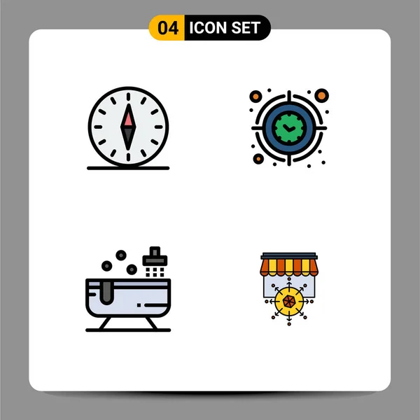 Set Modern Icons Symbols Signs Gps Timer Navigation Focus Bathtub — Stock Vector
