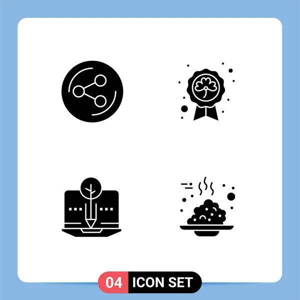 Set Modern Icons Symbols Signs Share Content Day Saint Digital — Stock Vector