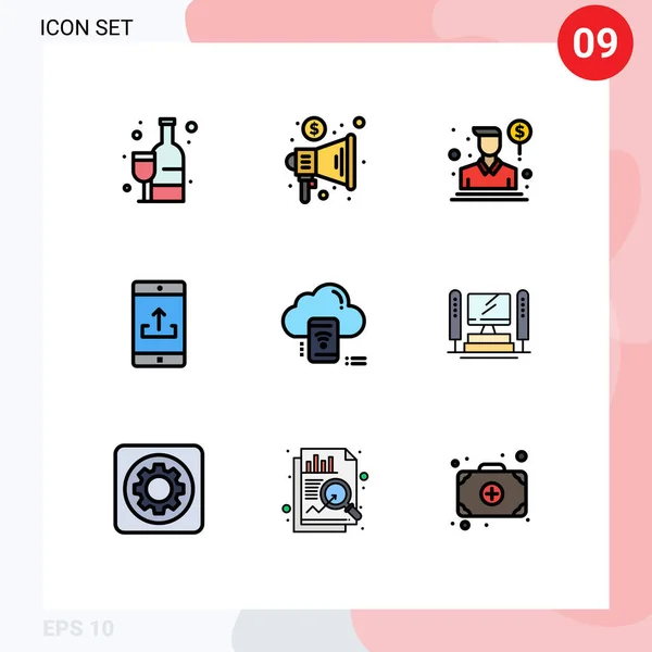 Stock Vector Icon Pack Mit Zeilenzeichen Und Symbolen Für Wifi — Stockvektor