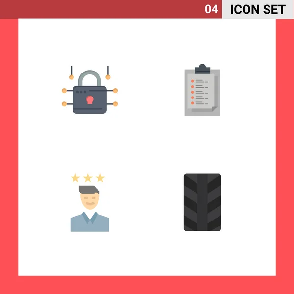 Editable Vector Line Pack Simple Flat Icons Louck Career Secure — Vector de stock