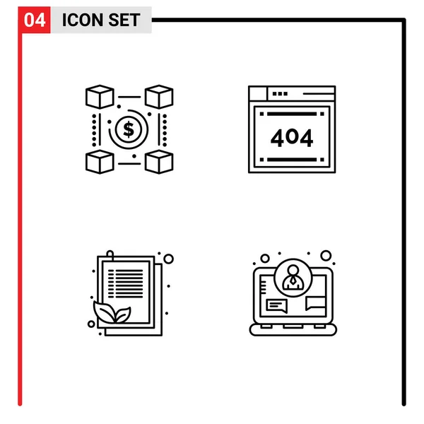 Stock Vector Icon Pack Line Signs Symbols Blockchain Check List — Vettoriale Stock