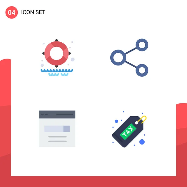 Ομάδα Modern Flat Icons Set Lifesaver Engine Connect Sharing Search — Διανυσματικό Αρχείο