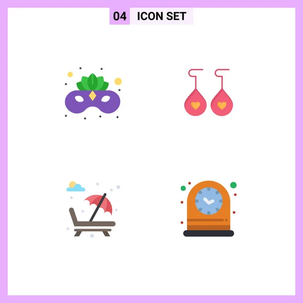 Pictogram Set Simple Flat Icons Carnival Park Face Mask Heart — Stock Vector