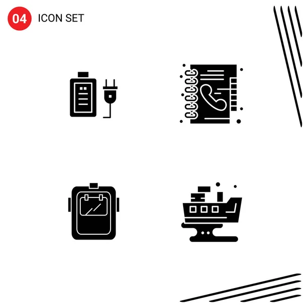 Vector Stock Icon Pack Líneas Señales Símbolos Para Batería Soldadura — Archivo Imágenes Vectoriales