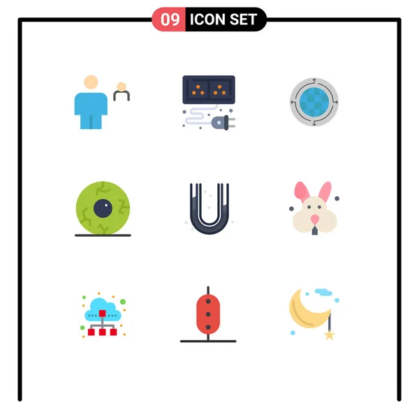 Vector Icon Pack Line Signs Symbols Halloween Eye Energy World — 스톡 벡터