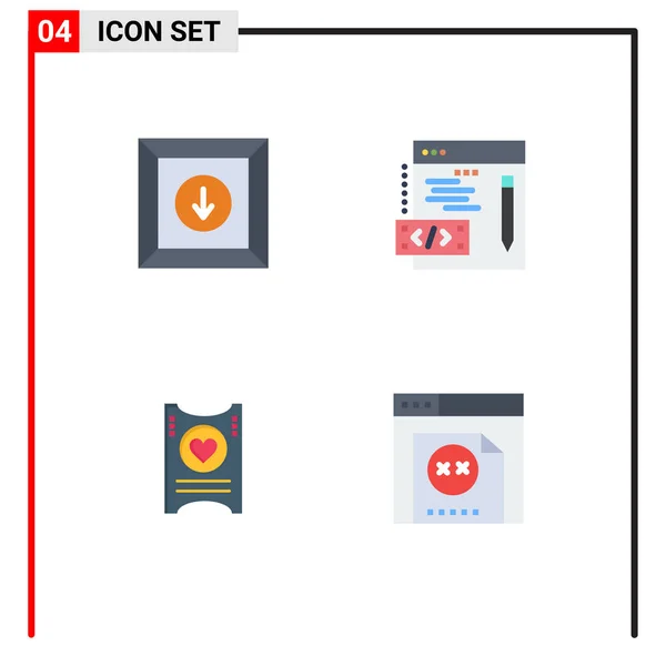 Símbolos Universal Flat Icon Signos Caja Boda Codificación Ticket Programación — Vector de stock