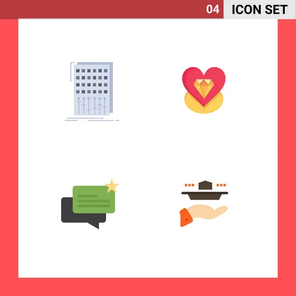 Conjunto Moderno Iconos Planos Símbolos Como Audio Chat Mezclador Amor — Vector de stock