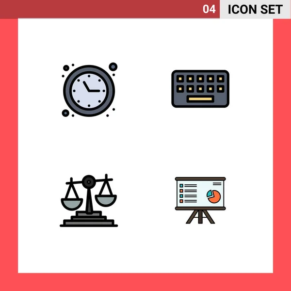 Pictogram 4つのシンプルなファイルラインのセットフラットクロック ビジネス 時間最適化 ボード 投資の色編集可能なベクトルデザイン要素 — ストックベクタ