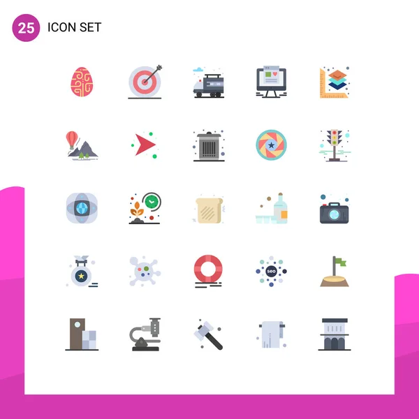 现代25套平面色彩和符号 如图层 网页设计 计算机可编辑向量设计元素 — 图库矢量图片