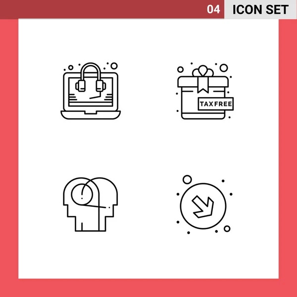 Mobile Interface Line Set Pictograms Consulting Hearing Support Present Arrow — Vector de stock