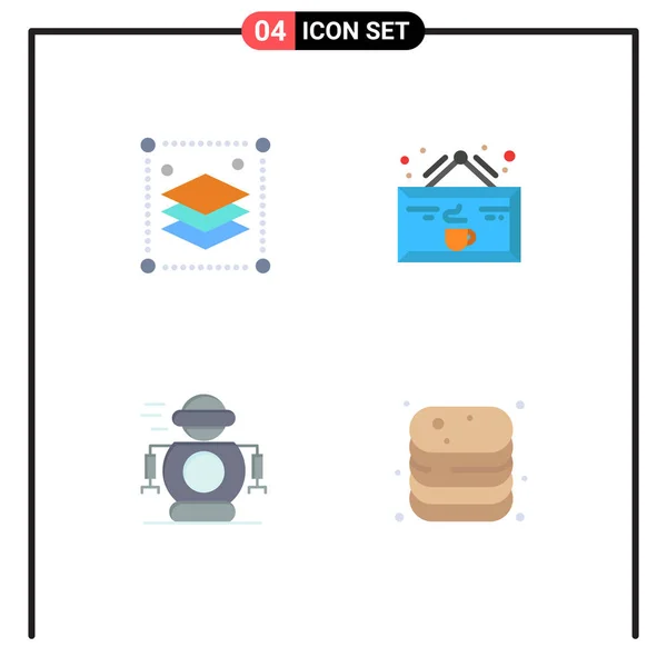 Flat Icon Pack Universal Symbols Copy Layers Human Misc Coffee — Stock Vector