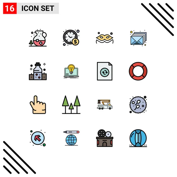 Set Modern Icons Sysymbols Signs Wellness Massage Mask Healthcare Mail — Vector de stock