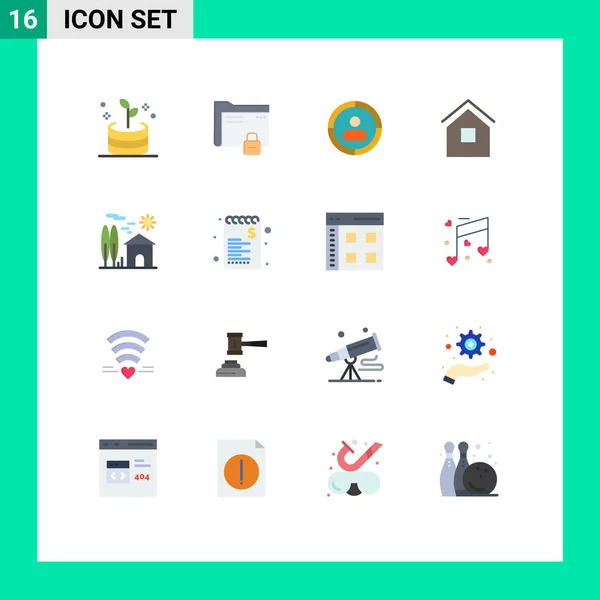 Stock Vector Icon Pack Mit Zeilenzeichen Und Symbolen Für Haus — Stockvektor