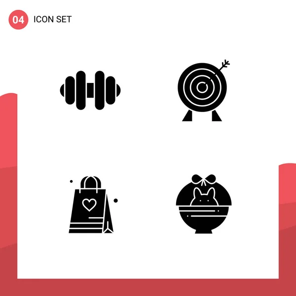 Set Modern Icons Sysymbols Signs Dumbbell Bag Business Shopping Cart — Vector de stock