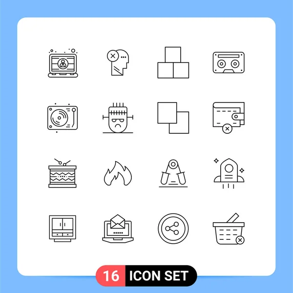 Set Modern Icons Sysymbols Signs Audio Toy Human Constructor Blocks — Vector de stock