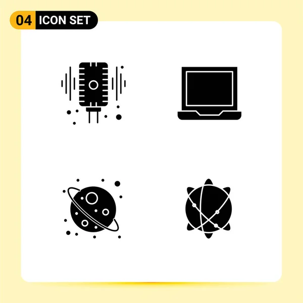 Creative Icons Modern Signs Sysymbols Microphone Setting Audio Configure Star — Vector de stock