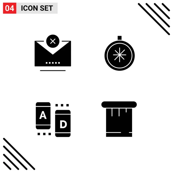 User Interface Pack Basic Solid Glyphs Block Marketing Email Navigation — Stock Vector