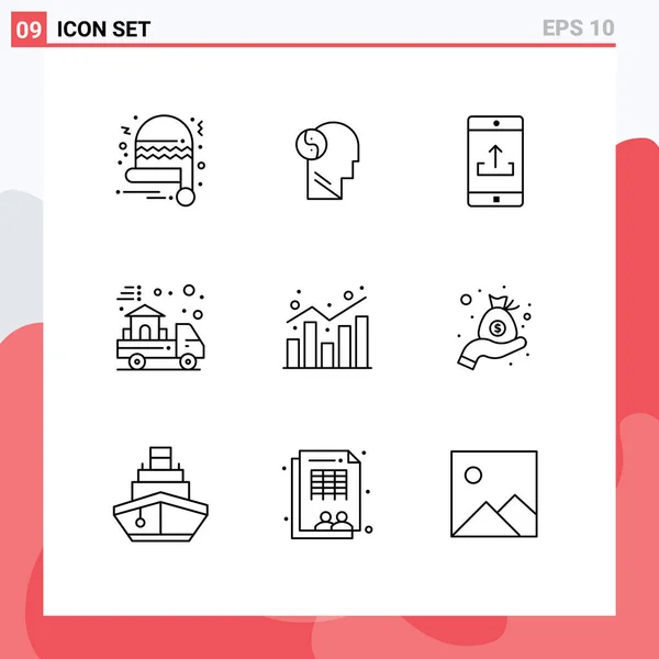 Universal Icon Symbols Group Modern Outlines Chart Real Mobile Home — 스톡 벡터