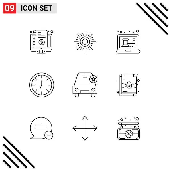 Creative Icons Modern Signs Sysymbols Star Car Auction Wall Clock — Archivo Imágenes Vectoriales
