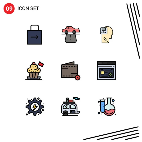 Creative Icons Modern Signs Sysymbols Cooker Chef Carpet Male Data — Vector de stock