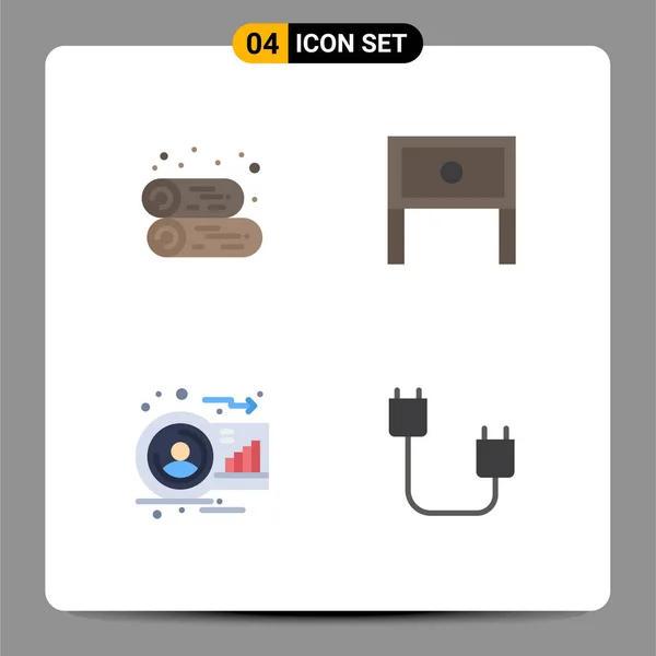 Thematic Vector Flat Icons Editable Sysymbols Cabin Analysis Firewood Household — Vector de stock