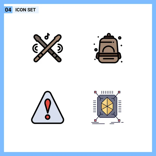 Universal Icon Symbolit Ryhmä Moderni Täyttölinja Tasainen Värit Rumpu Kolmio — vektorikuva