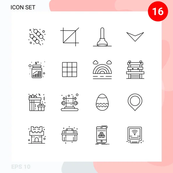 Set Vector Outlines Grid Savings Jar Toilet Coins Next Editable — Archivo Imágenes Vectoriales