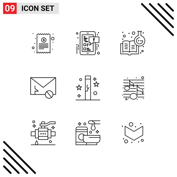 Pictogram Set Simple Outlines Celebration Sms Chemical Knowledge Message Envelope — Stock Vector