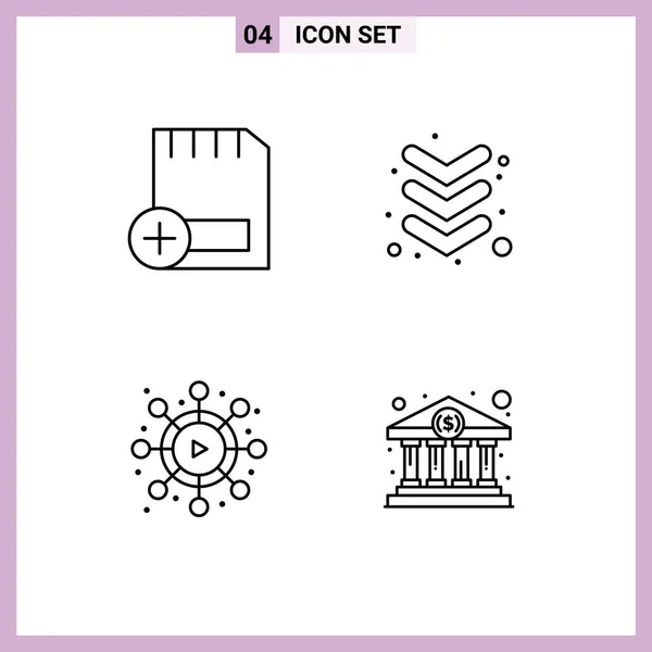 Pictogram Set Simple Filledline Flat Színek Hozzáadása Videó Eszközök Bank — Stock Vector