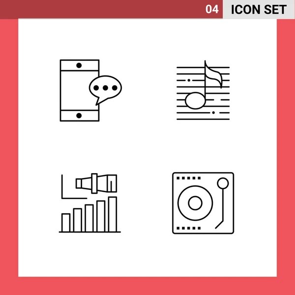 Conjunto Icones Modernos Símbolos Sinais Para Dispositivos Móveis Longos Nós —  Vetores de Stock