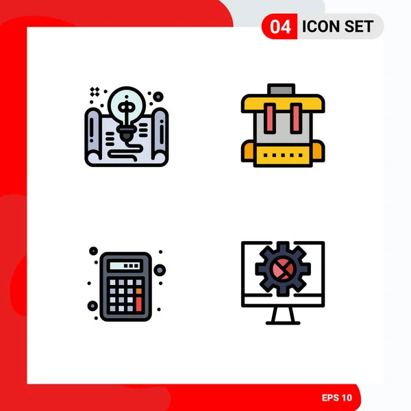 Vector Stock Icon Pack Líneas Signos Símbolos Para Creativos Calculadores — Vector de stock