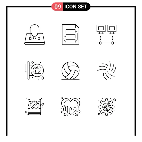 Icone Creative Segni Simboli Moderni Segnale Cartello Appeso Computer Caffè — Vettoriale Stock