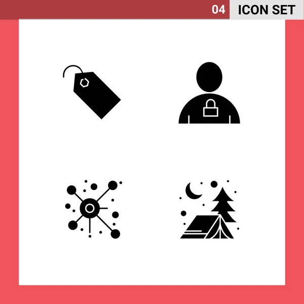 Set Vector Solid Glyphs Grid Price Distribute Ticket Human Share — Stock Vector