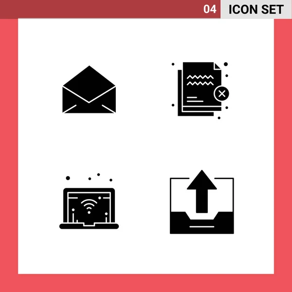 User Interface Solid Gyph Pack Modern Signs Sysymbols Email Network — Vector de stock