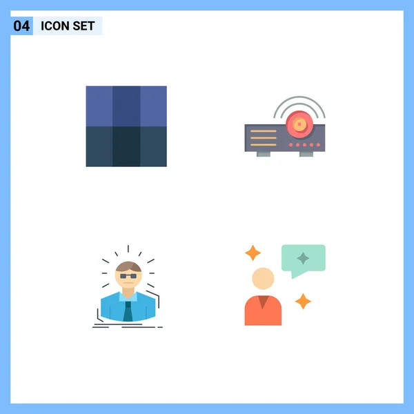 Set Vector Flat Icons Grid Grid Person Projector Manager Man — Stock Vector