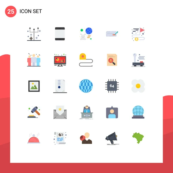 Universal Icon Symbols Group Modern Flat Colors Bank Check Check — Vetor de Stock