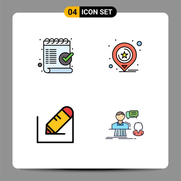 Icône Vectorielle Stock Paquet Signes Symboles Ligne Pour Vérifier Crayon — Image vectorielle