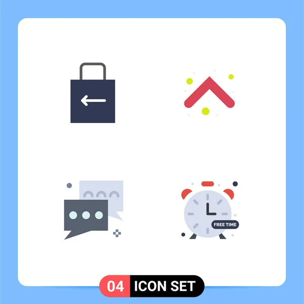 Flat Icon Confezione Simboli Universali Freccia Chat Sicurezza Messaggio — Vettoriale Stock