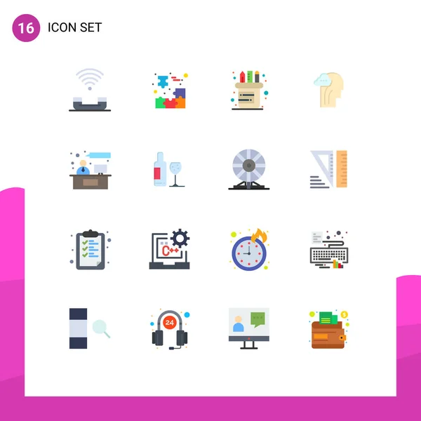 Vector Flat Colors Editable Symbols Device Piece Support Cube Pen — 스톡 벡터