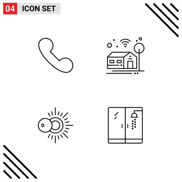Set Icone Moderne Simboli Segni Chiamata Idraulico Casa Sole Doccia — Vettoriale Stock