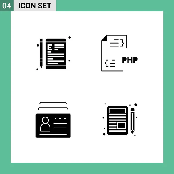 Modernes Set Von Solid Glyphen Piktograph Von Online Dokument Lernen — Stockvektor