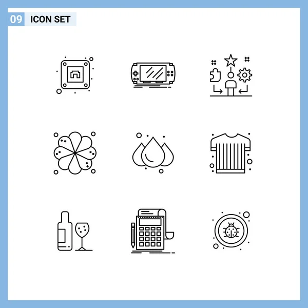 Pictogram Set Van Eenvoudige Schetsen Van Regenachtige Element Gebruiker Spa — Stockvector