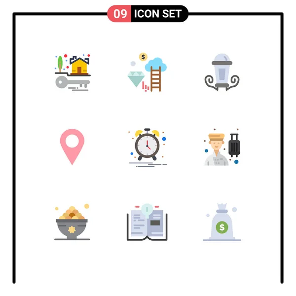 Stock Vector Icon Pack Segni Linea Simboli Notifica Allarme Luce — Vettoriale Stock