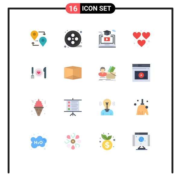 Creative Icons Modern Signs Symbols Location Video Travel Reel Hat — Διανυσματικό Αρχείο
